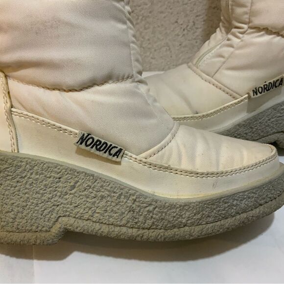 Vintage Nordica winter  front zip wedge Fur Boots cream size 36 Italy - Picture 4 of 15